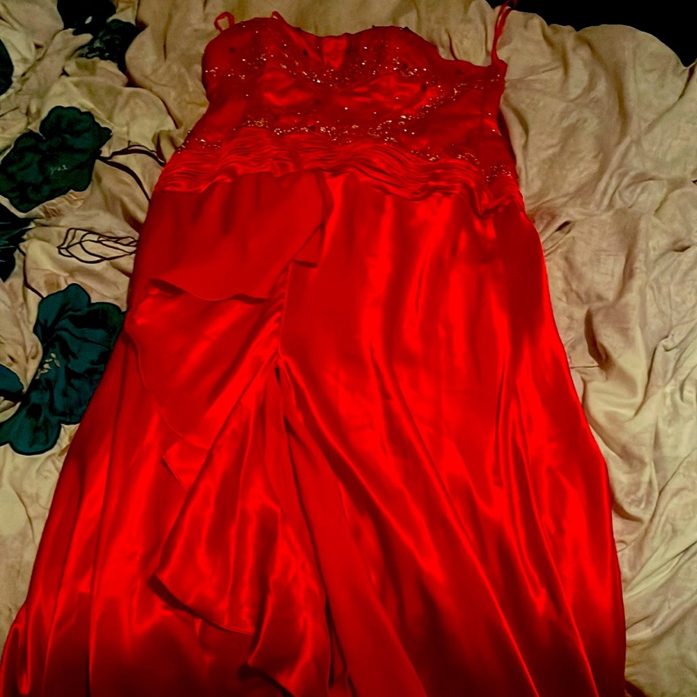 bedazzled cherry red size 16 beautiful prom dress